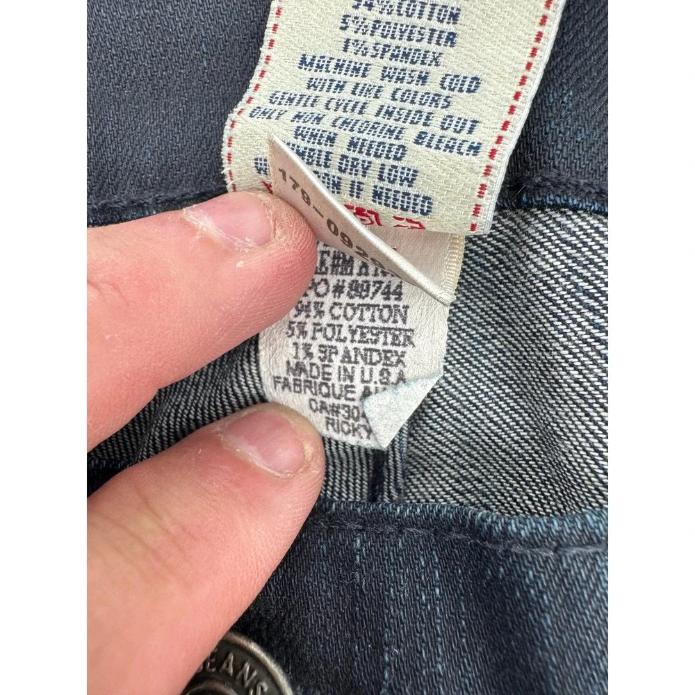 True Religion Jeans Mens 34x32 Blue Denim Flap Pockets Ricky Distressed‎  Hems